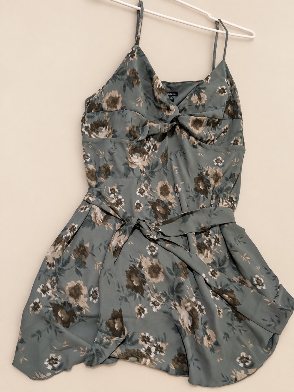wild fable Dusty Blue Floral Tie-Front Mini Dress